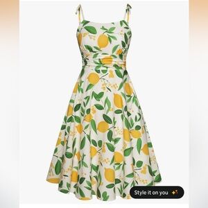 Strappy Lemon Print A-Line Sundress